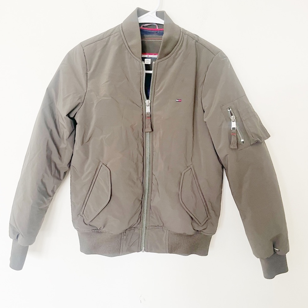 Tommy Hilfiger Olive Green Biker Bomber Jacket